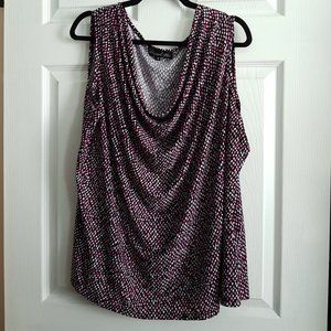 Plus Spotted Sleeveless Cowl Neck Blouse